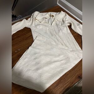 Free People beach off-white long sleeve collared dress cover/up/nightgown small
